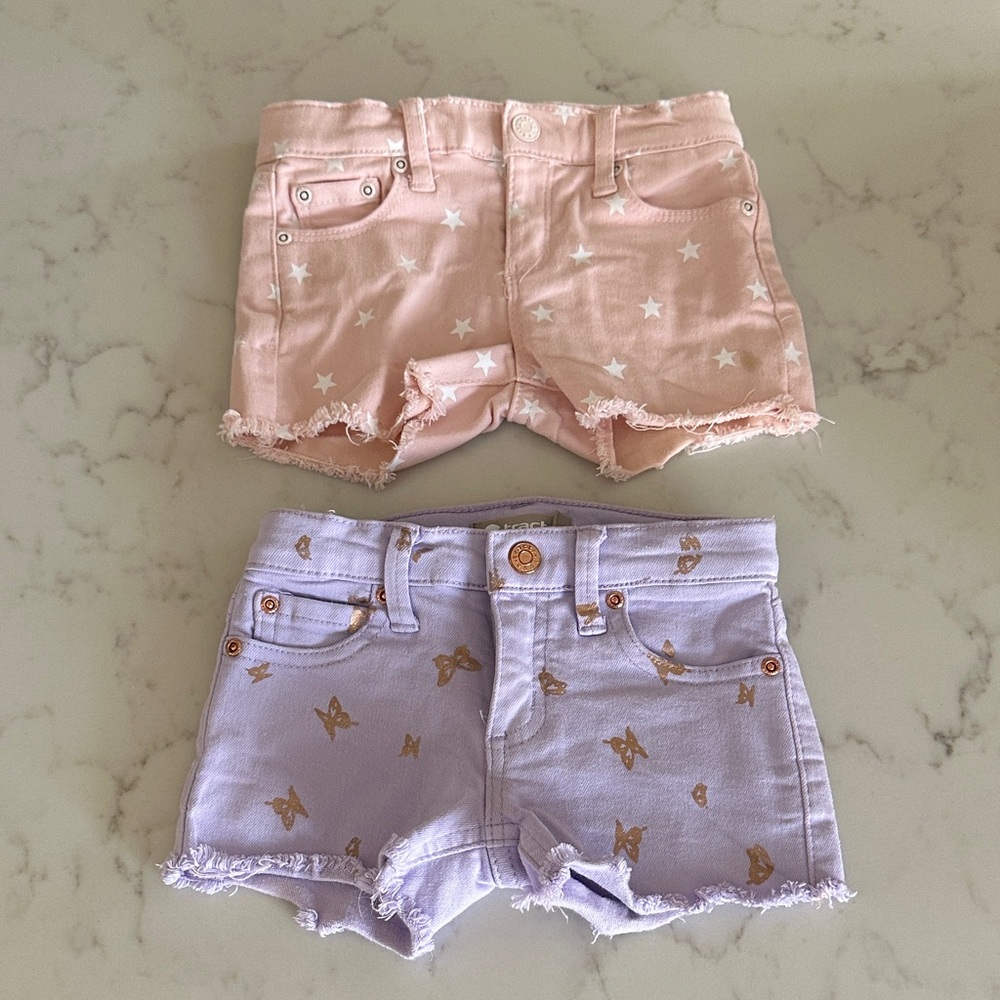 Toddler Girl Pink Star and Purple Butterfly Shorts 3T